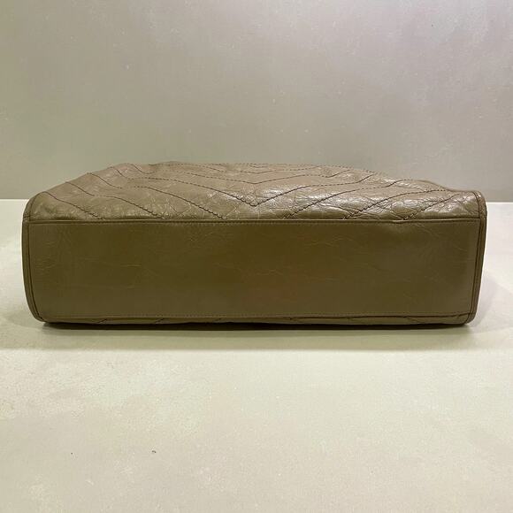 SAINT LAURENT Niki Large YSL Shopper Tote Bag in Crinkled Leather Light Taupe - Picture 8 of 16